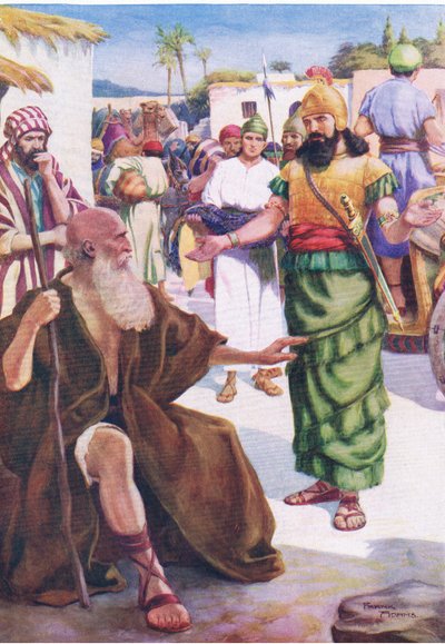 Naaman ed Eliseo, da The Bible Picture Book pubblicato da Thomas Nelson, c.1950 da Frank Adams